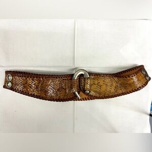 Vintage Braided & Snakeskin Leather Belt in Tan Brown sST Barth  S